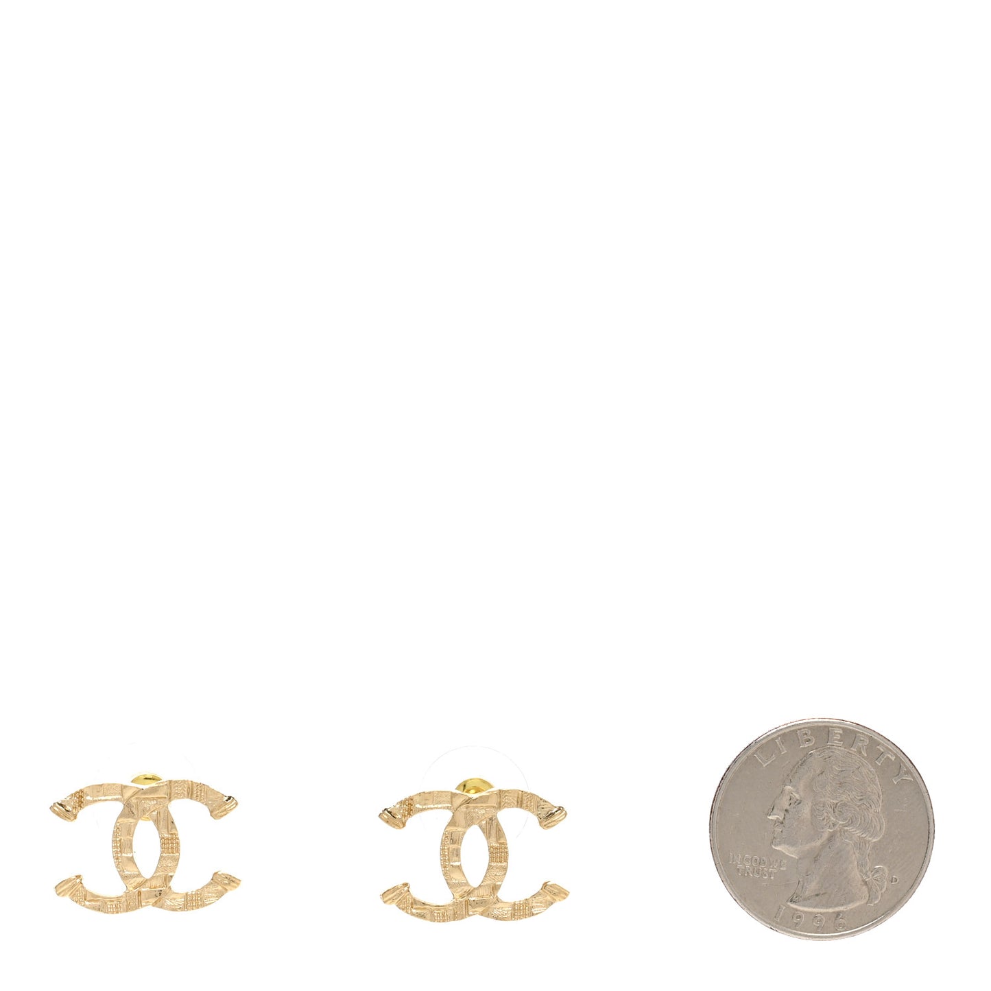 Metal Textured CC Earrings Gold