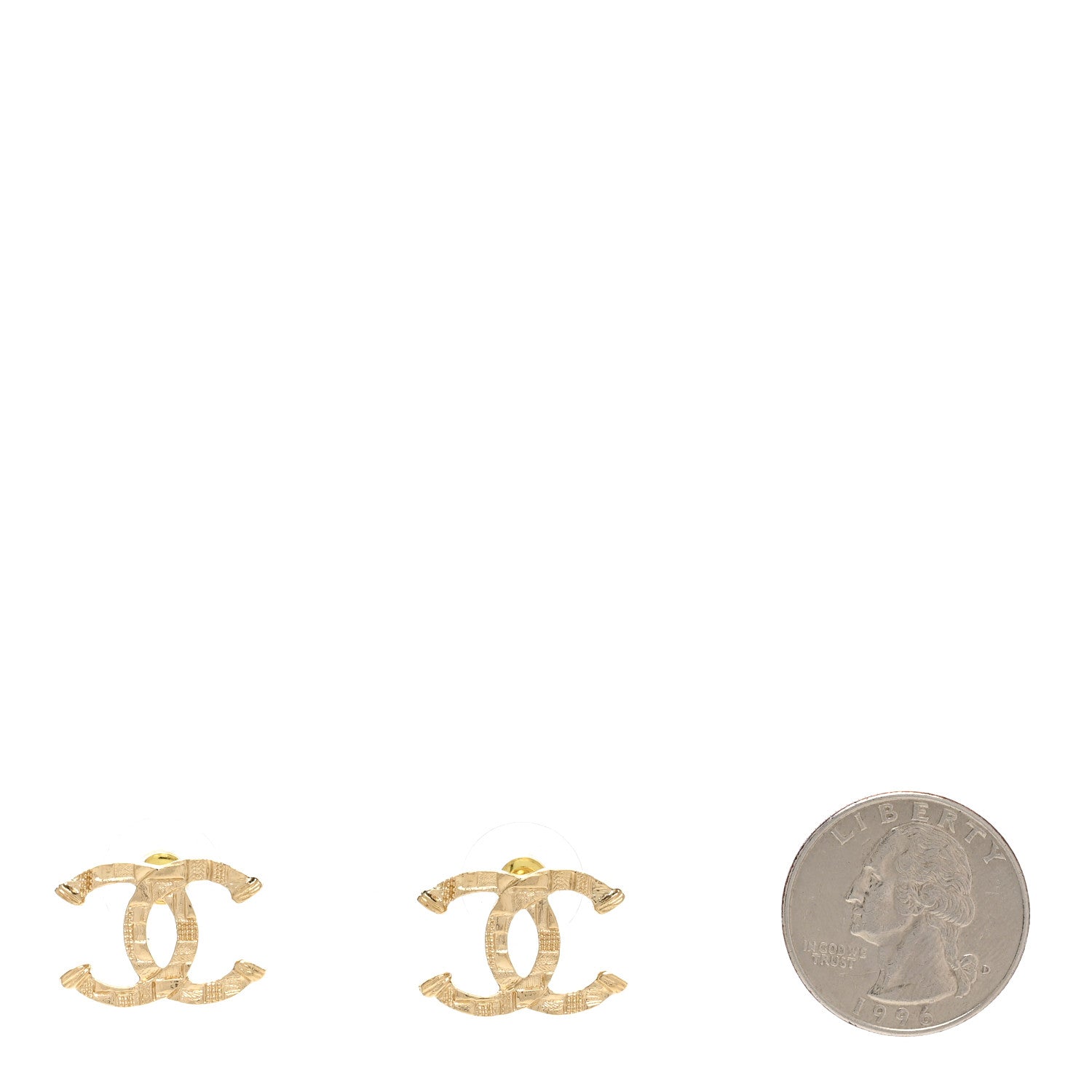 Chanel Metal Textured CC Earrings Gold 2 of 5