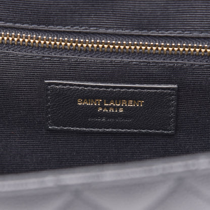 Saint Laurent Grain De Poudre Textured Mixed Matelasse Large Triquilt Monogram Satchel Black 7 of 9