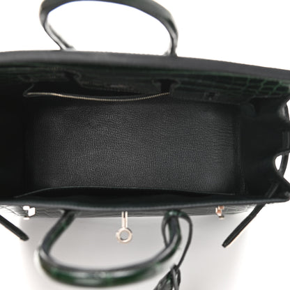 Hermes Shiny Niloticus Crocodile Birkin 25 Vert Fonce 16 of 32