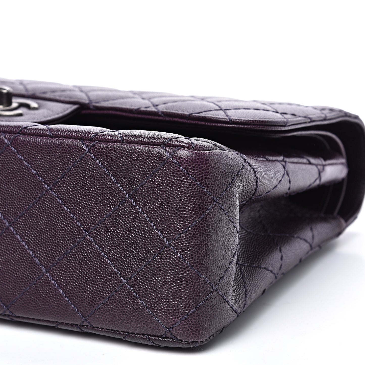Caviar Quilted Jumbo Double Flap Dark Purple