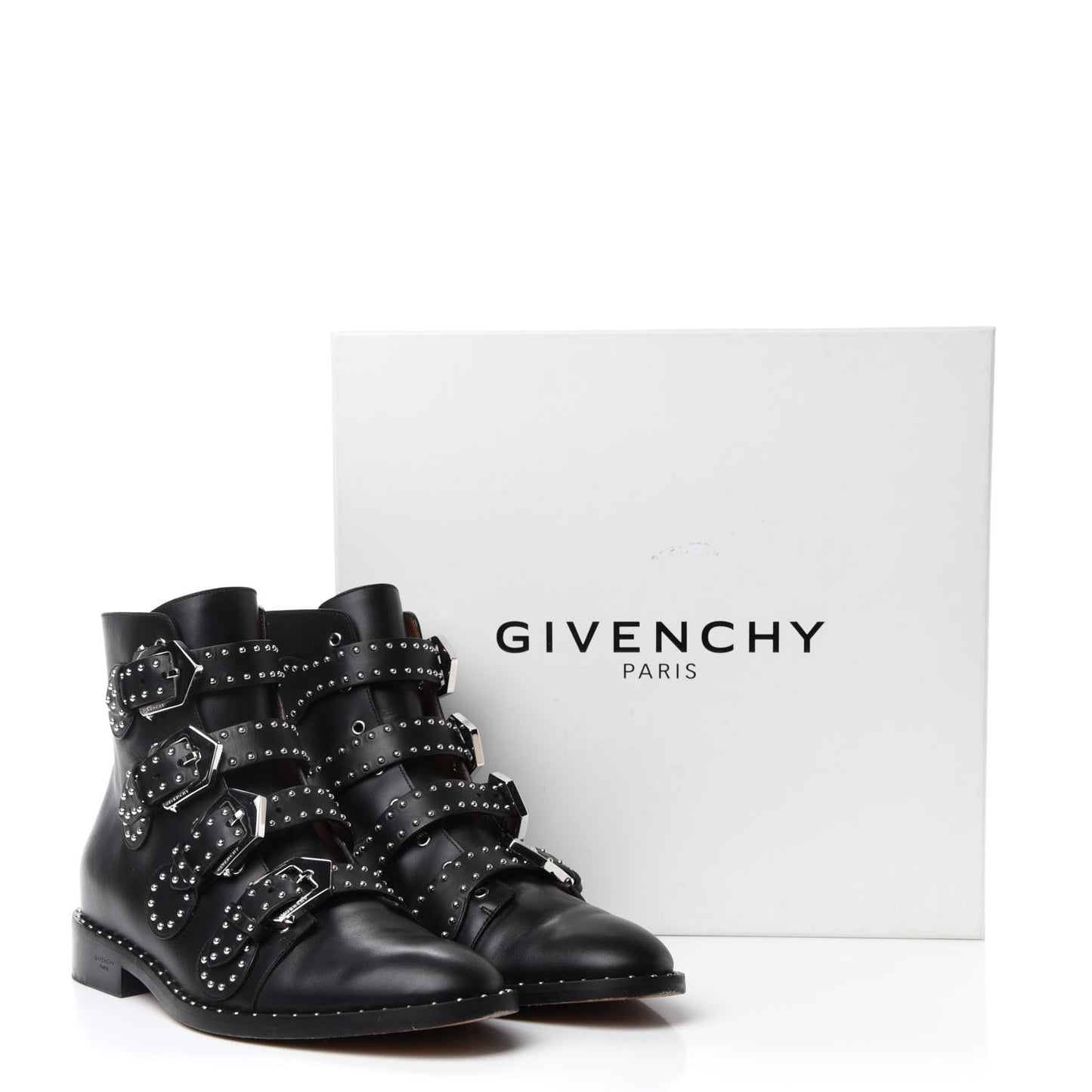 Calfskin Studded Prue Buckle Bootie 39.5 Black