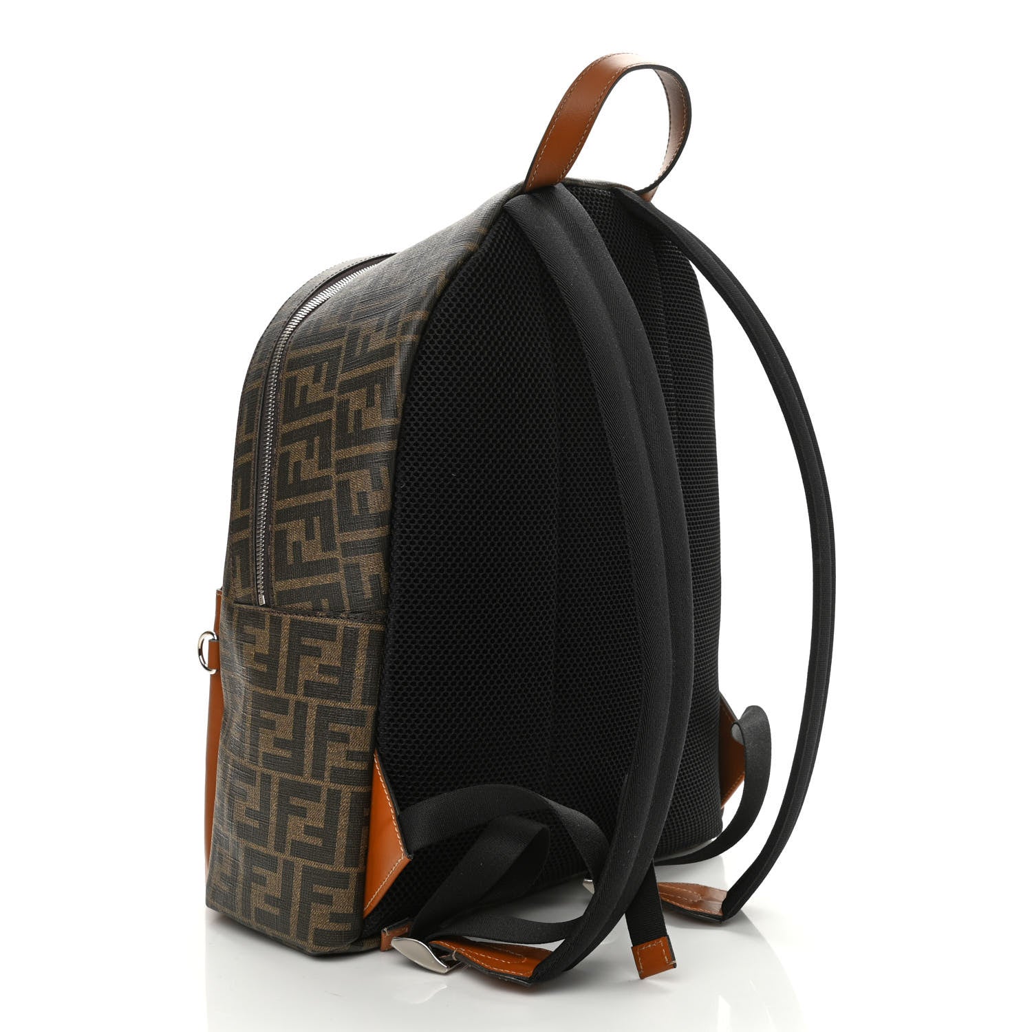 Fendi Glazed Fabric Vitello King FF 1974 Diagonal Pouch Pocket Backpack Tobacco Moro Cuoio 3 of 9