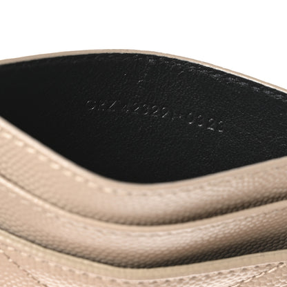 Saint Laurent Grain De Poudre Matelasse Chevron Monogram Credit Card Case Dark Beige 7 of 8