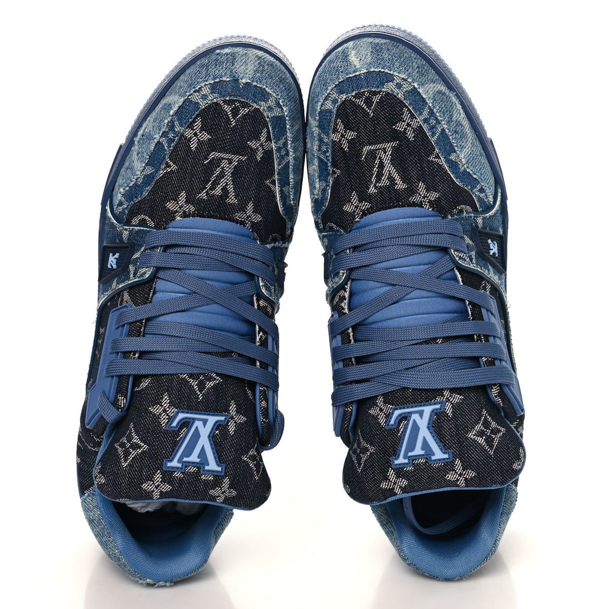 Louis Vuitton Monogram Denim Mens LV Trainer Sneakers 9.5 Blue 2 of 9