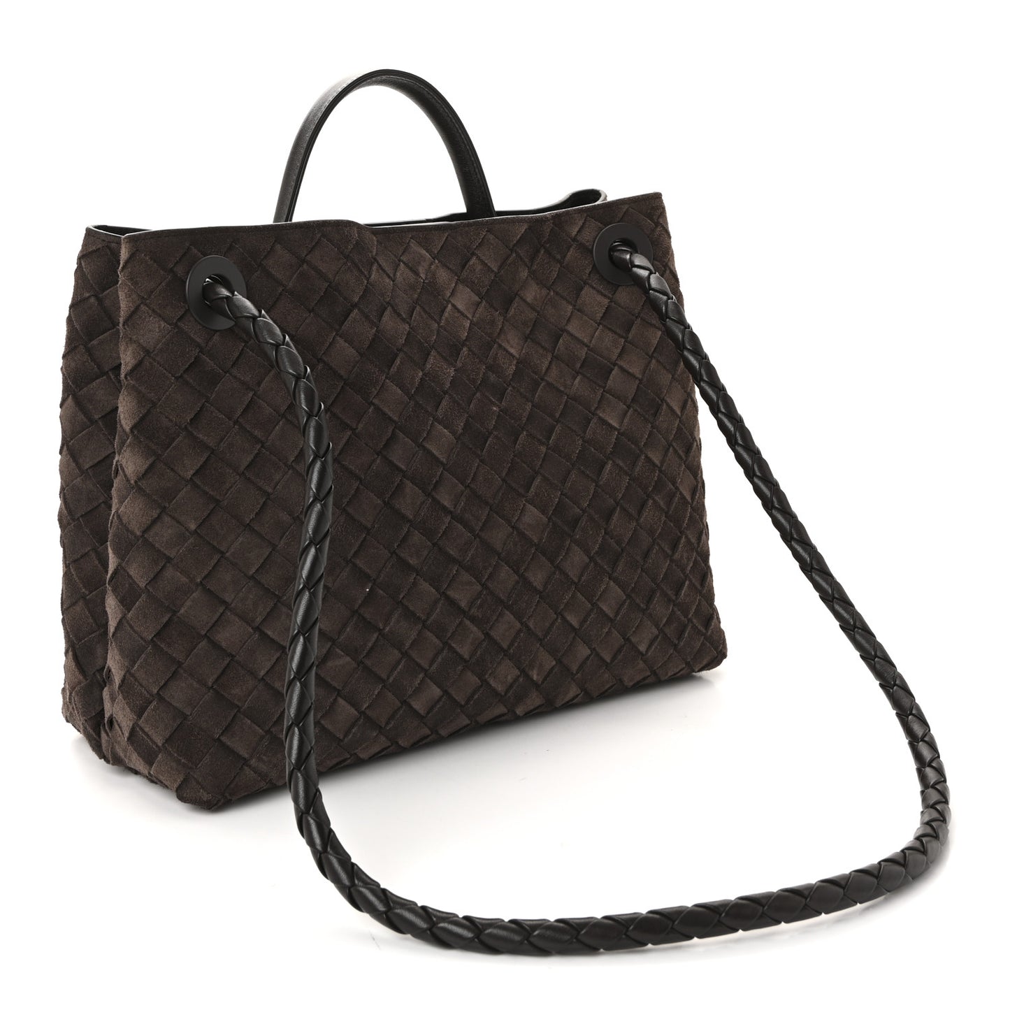 Suede Intrecciato Medium Andiamo Shoulder Bag Fondant