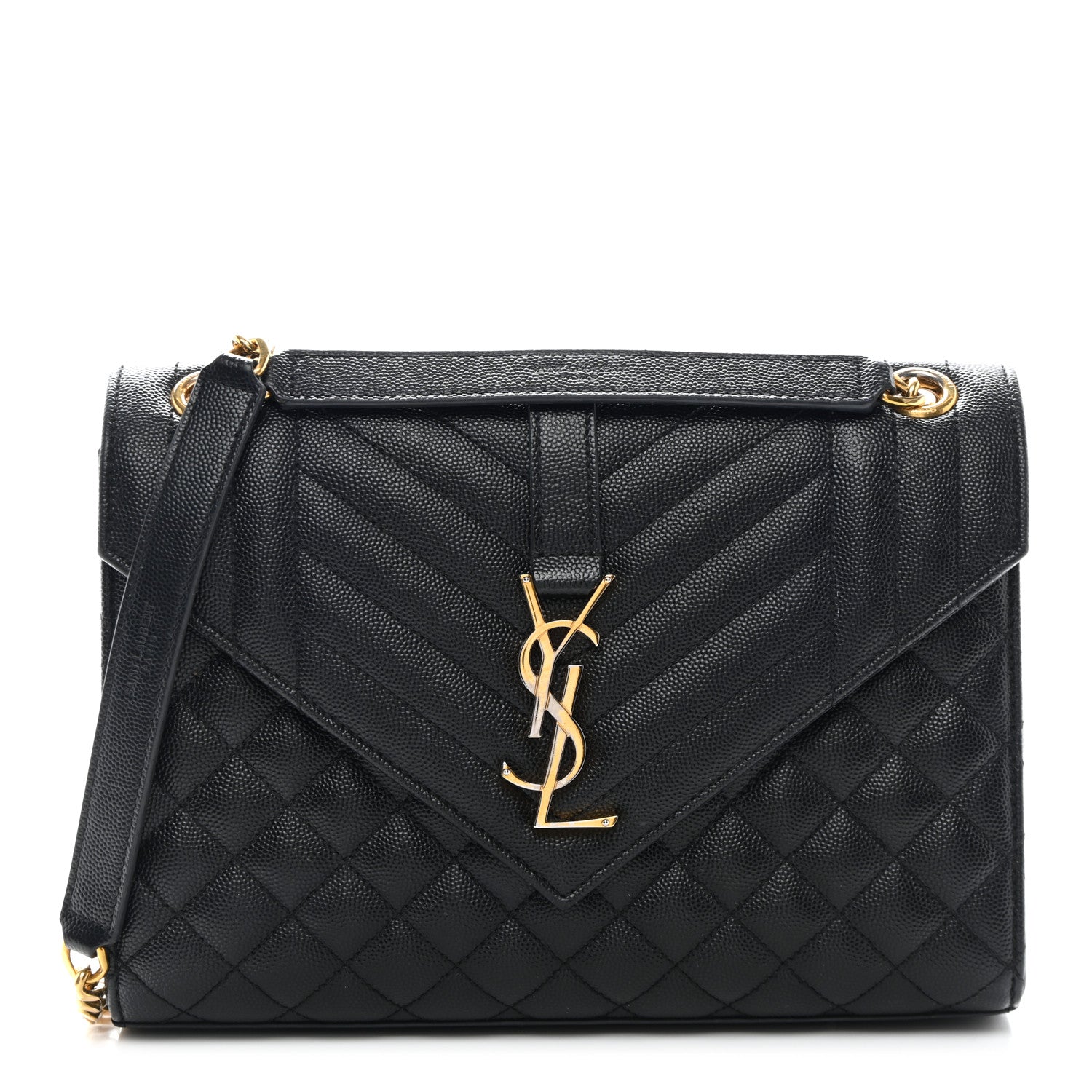Saint Laurent Grain De Poudre Textured Mixed Matelasse Triquilt Medium Monogram Satchel Black 1 of 11
