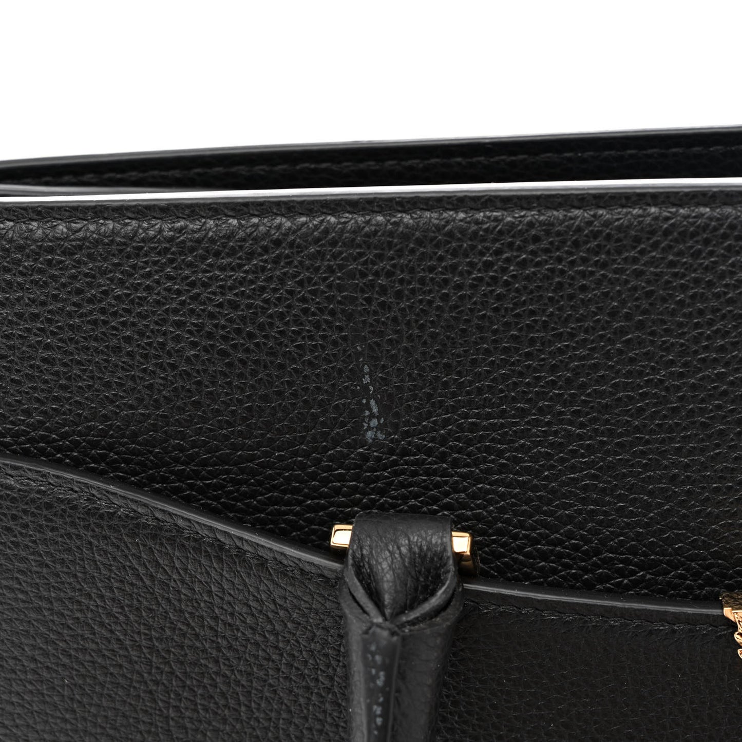 Grained Calfskin Large Virtus Top Handle Shoulder Bag Black