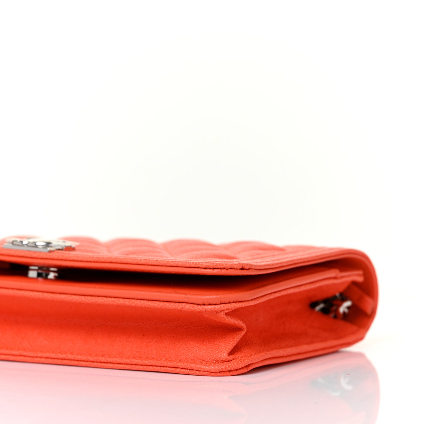 Caviar Quilted Boy Wallet On Chain WOC Orange