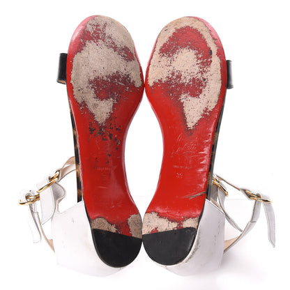 Christian Louboutin Kid Nappa Patent Leopard Tres Bea 50 Gladiator Sandals 39 White Black 7 of 16