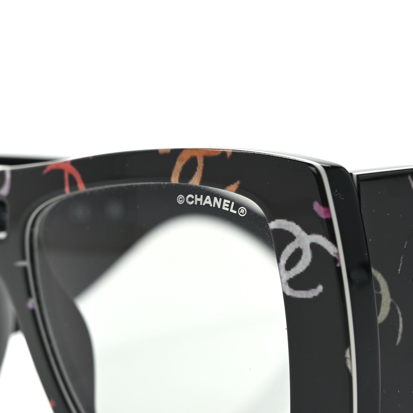 Acetate CC Logo Square Sunglasses 71628 Black Multicolor