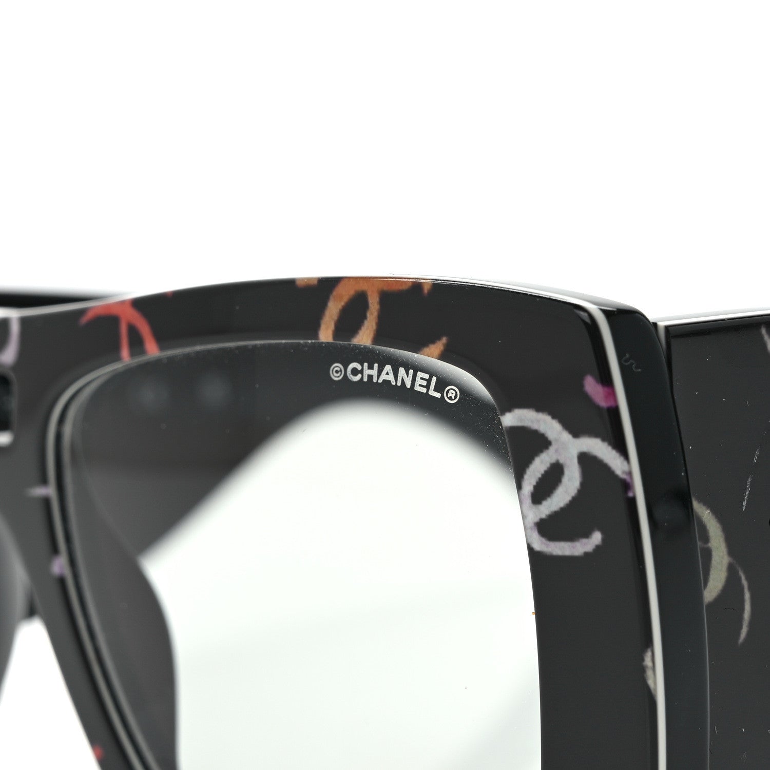 Chanel Acetate CC Logo Square Sunglasses 71628 Black Multicolor 5 of 8