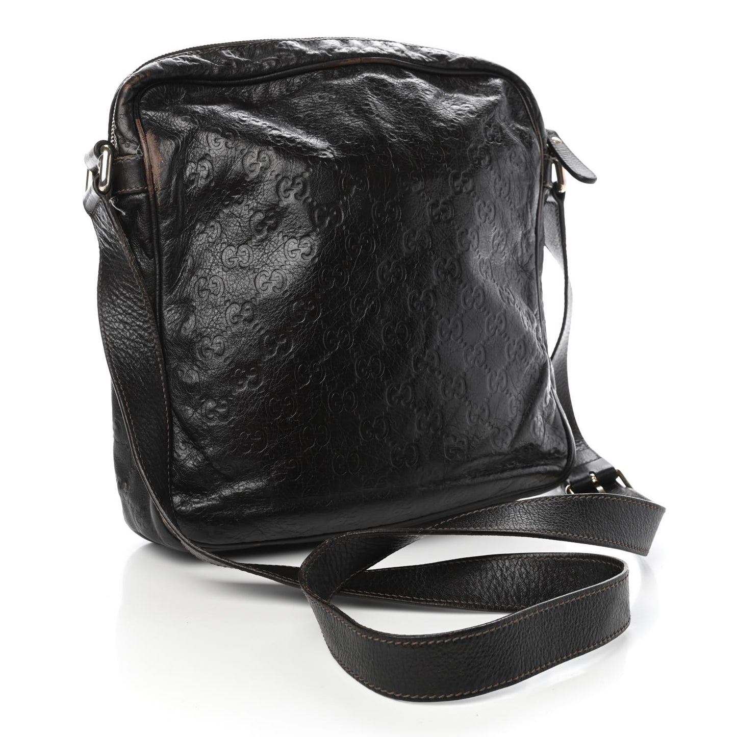 Guccissima Flat Messenger Bag Dark Brown