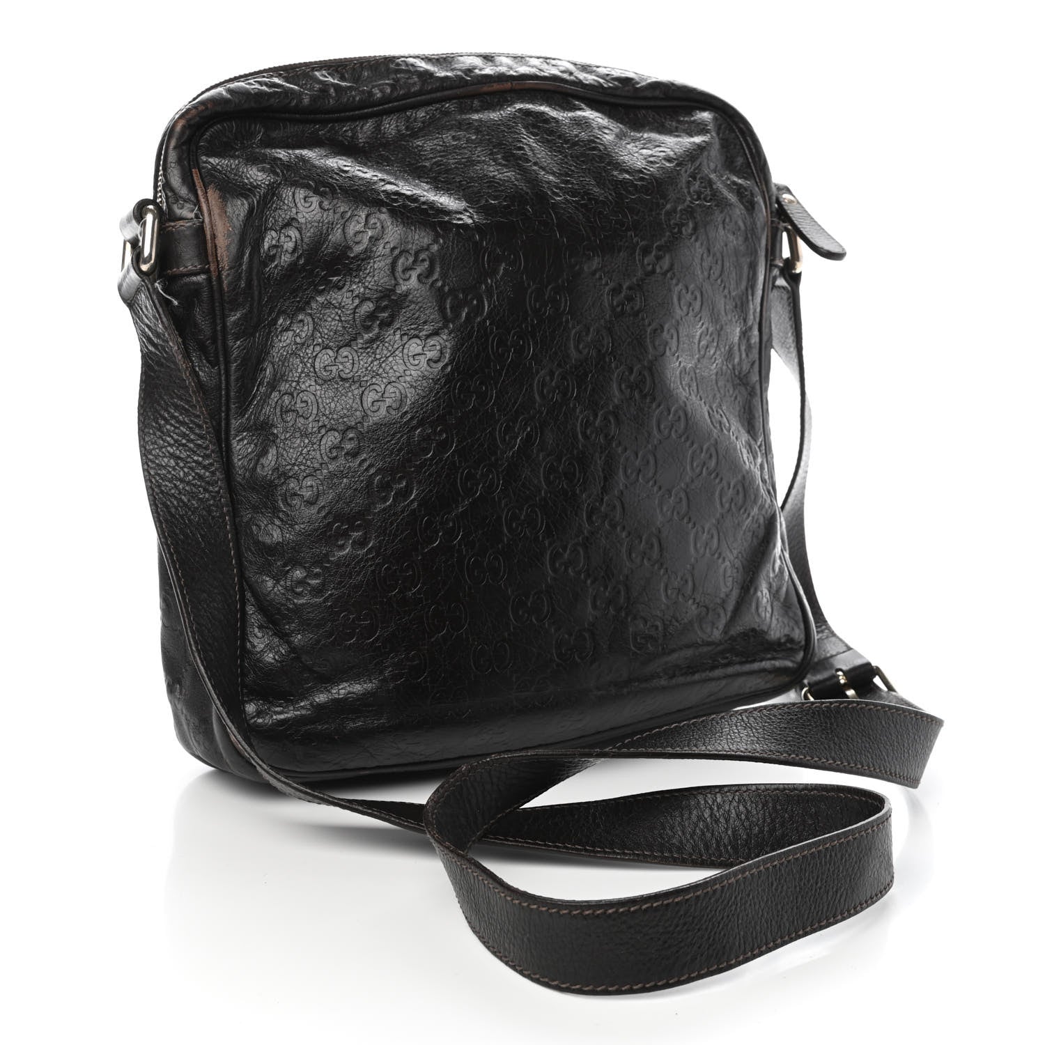 Gucci Guccissima Flat Messenger Bag Dark Brown 3 of 13