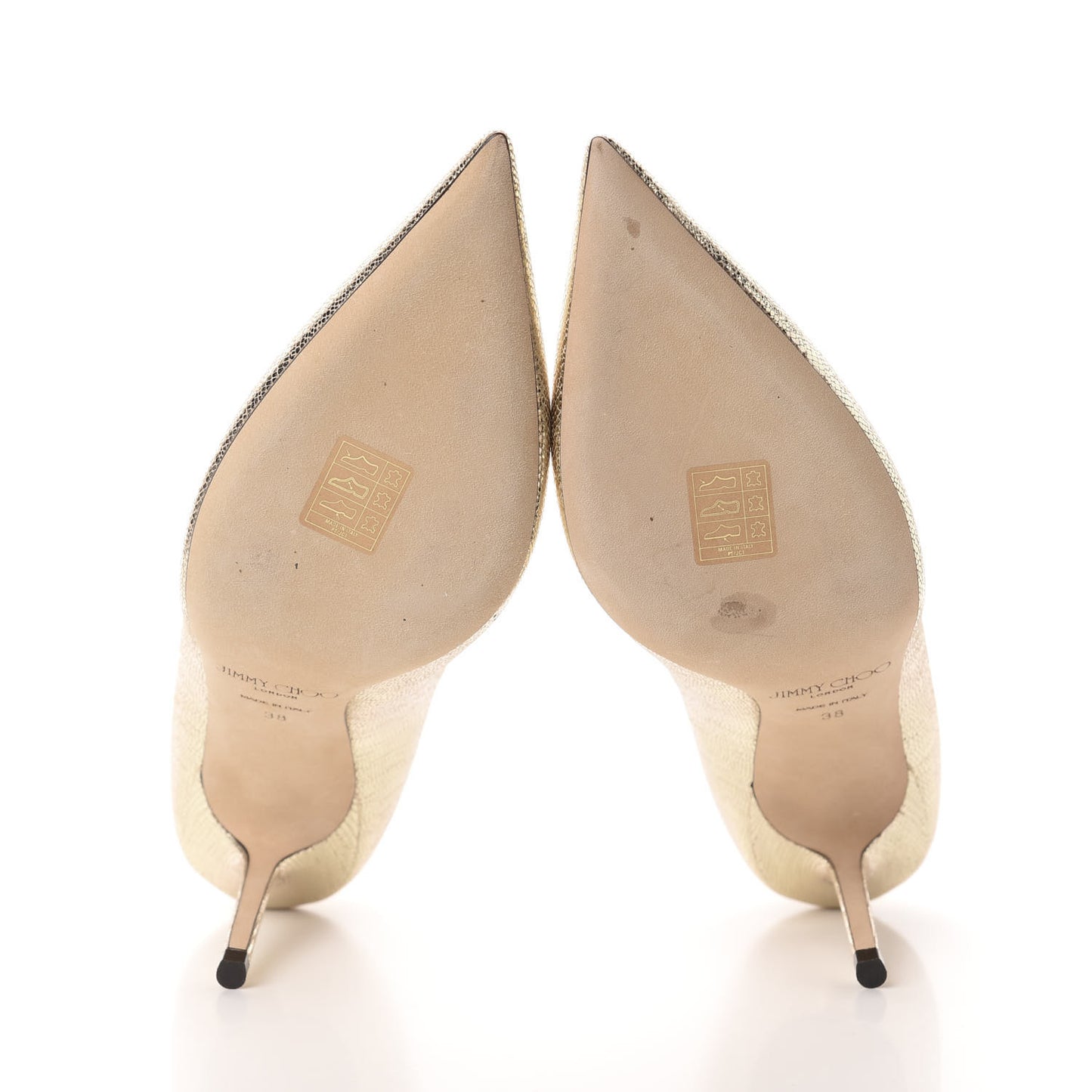 Metallic Lizard Embossed Calfskin Love 85 Pump 38 Light Gold
