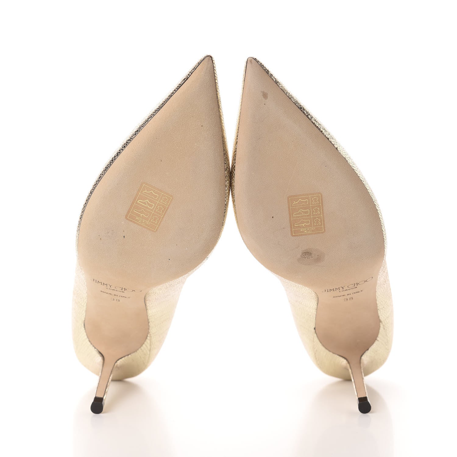 Jimmy Choo Metallic Lizard Embossed Calfskin Love 85 Pump 38 Light Gold 6 of 11