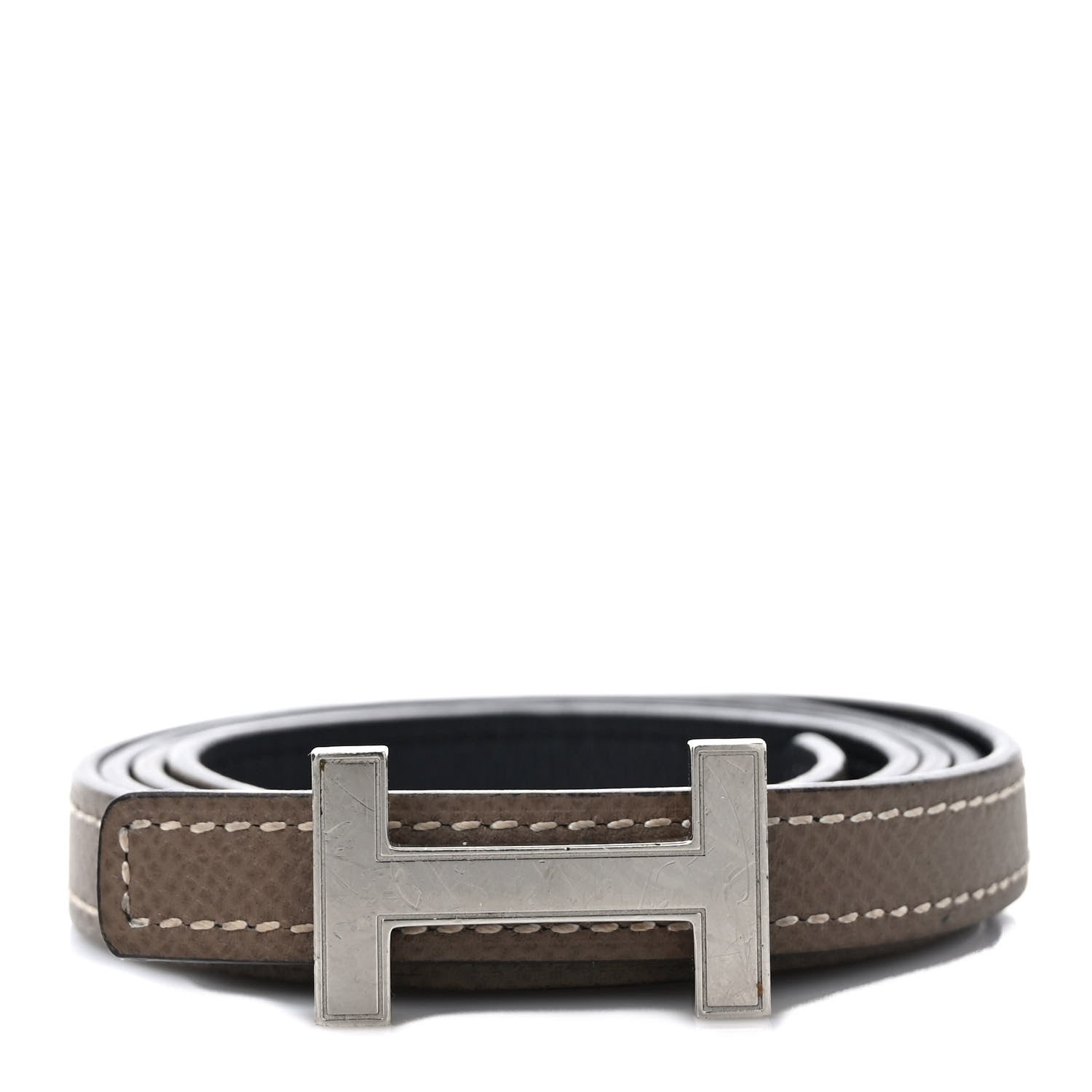 Hermes Epsom Swift 13mm Focus Belt 80 Etoupe Black 1 of 5
