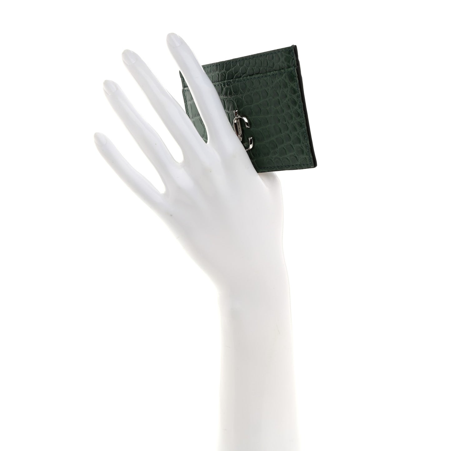 Calfskin Crocodile Embossed Umika Card Holder Cactus