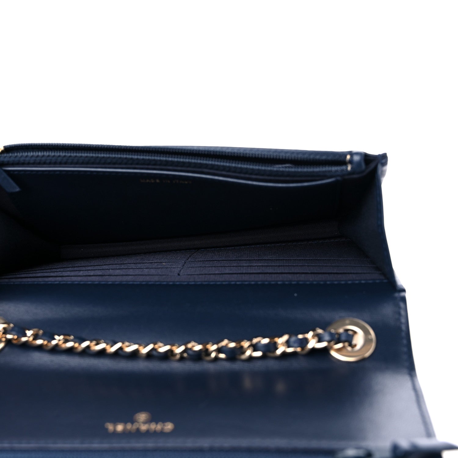 Chanel Lambskin Quilted Trendy CC Wallet On Chain WOC Navy 5 of 14