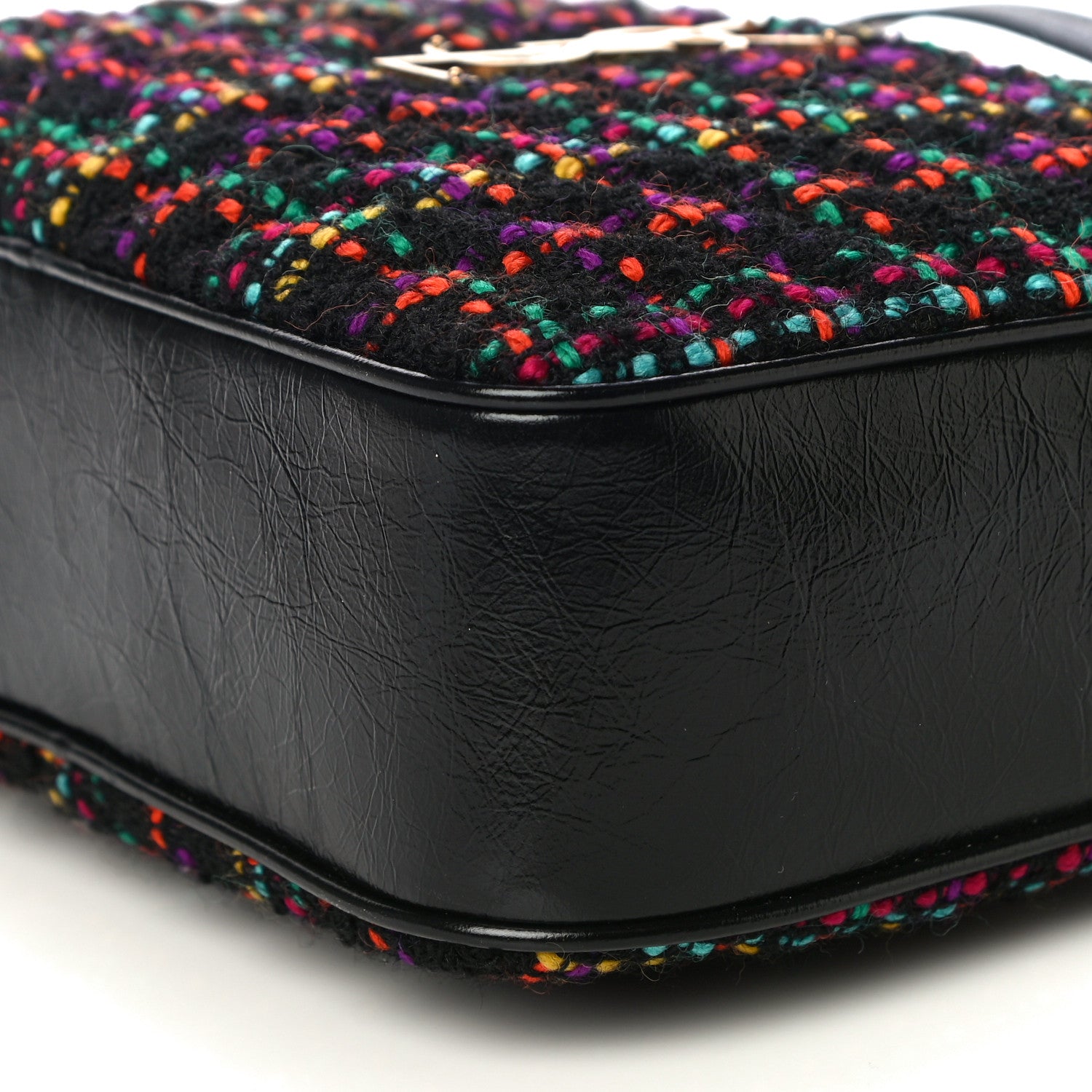 Saint Laurent Tweed Calfskin Monogram Lou Camera Bag Black 9 of 10