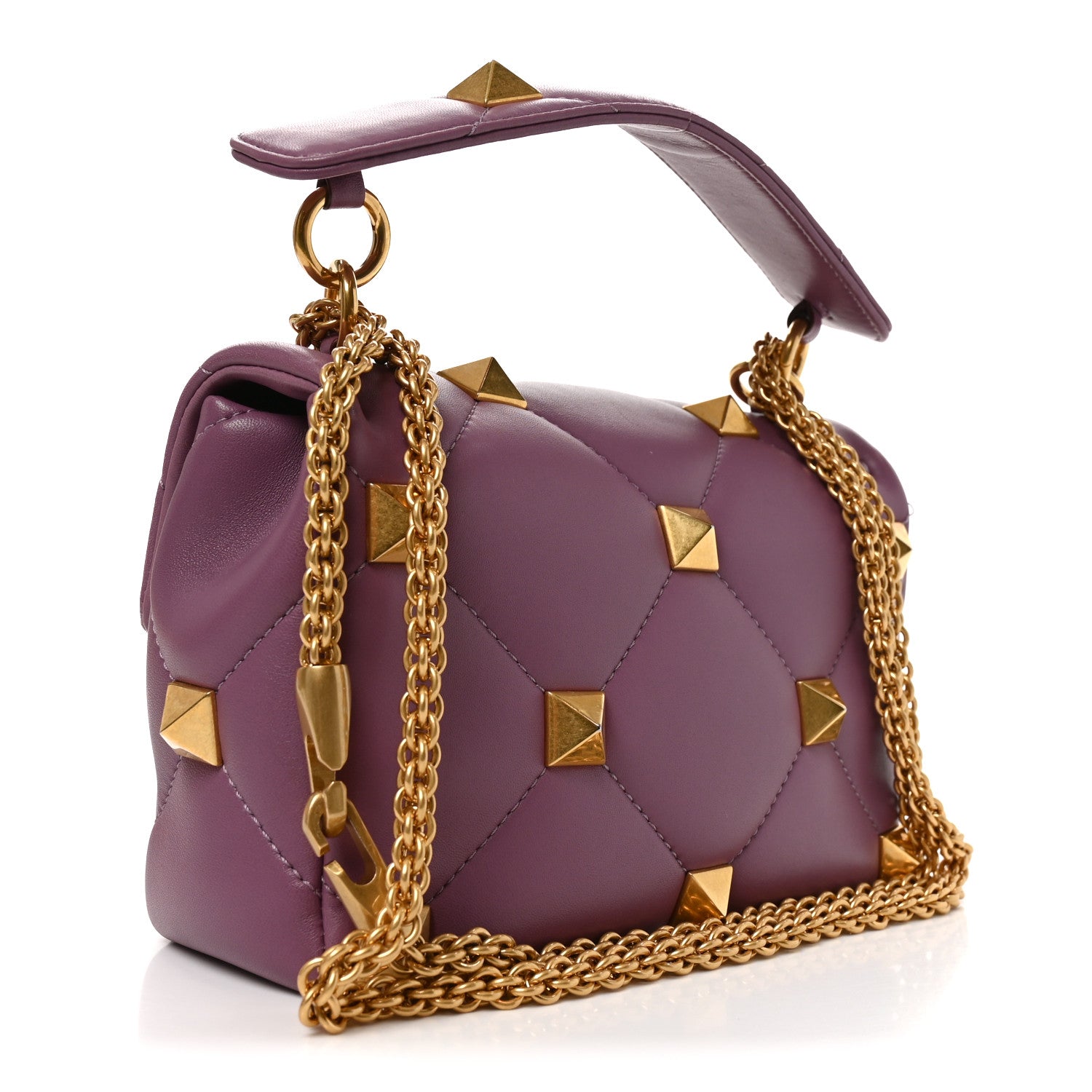 Valentino Garavani Nappa Medium Roman Stud Shoulder Bag Malva 3 of 10