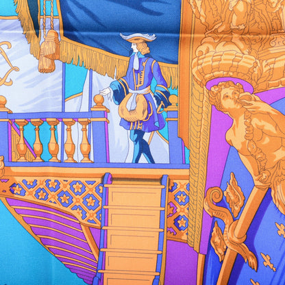 Hermes Silk Vue Du Carrosse De La Galere La Reale Scarf 90 Bleu Nuit Cobalt Violet 1 of 6