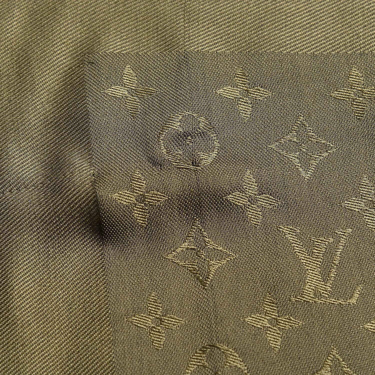 Louis Vuitton Silk Wool Monogram Shawl Kaki 7 of 7