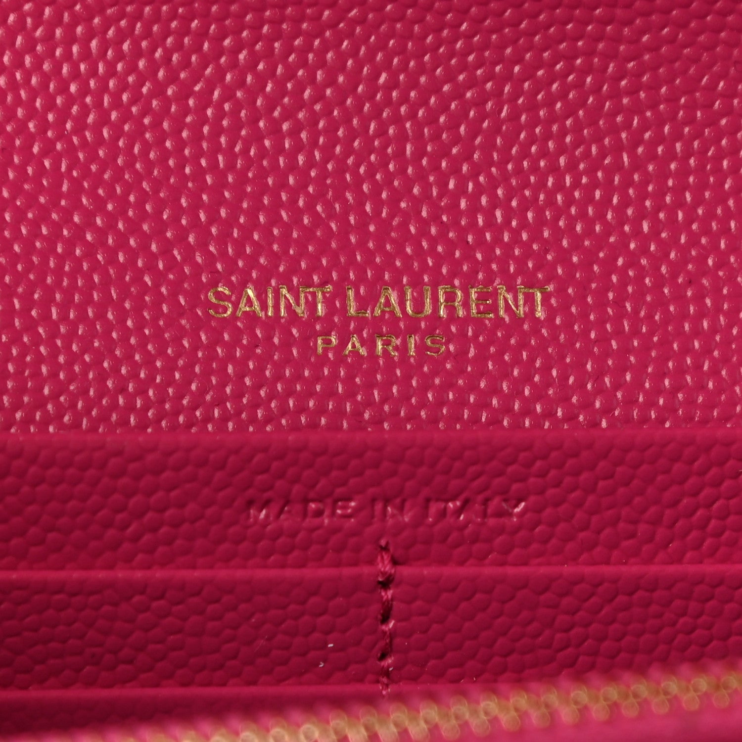 Saint Laurent Grain De Poudre Matelasse Chevron Monogram Flap Wallet Fuxia 6 of 10
