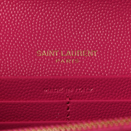 Saint Laurent Grain De Poudre Matelasse Chevron Monogram Flap Wallet Fuxia 6 of 10