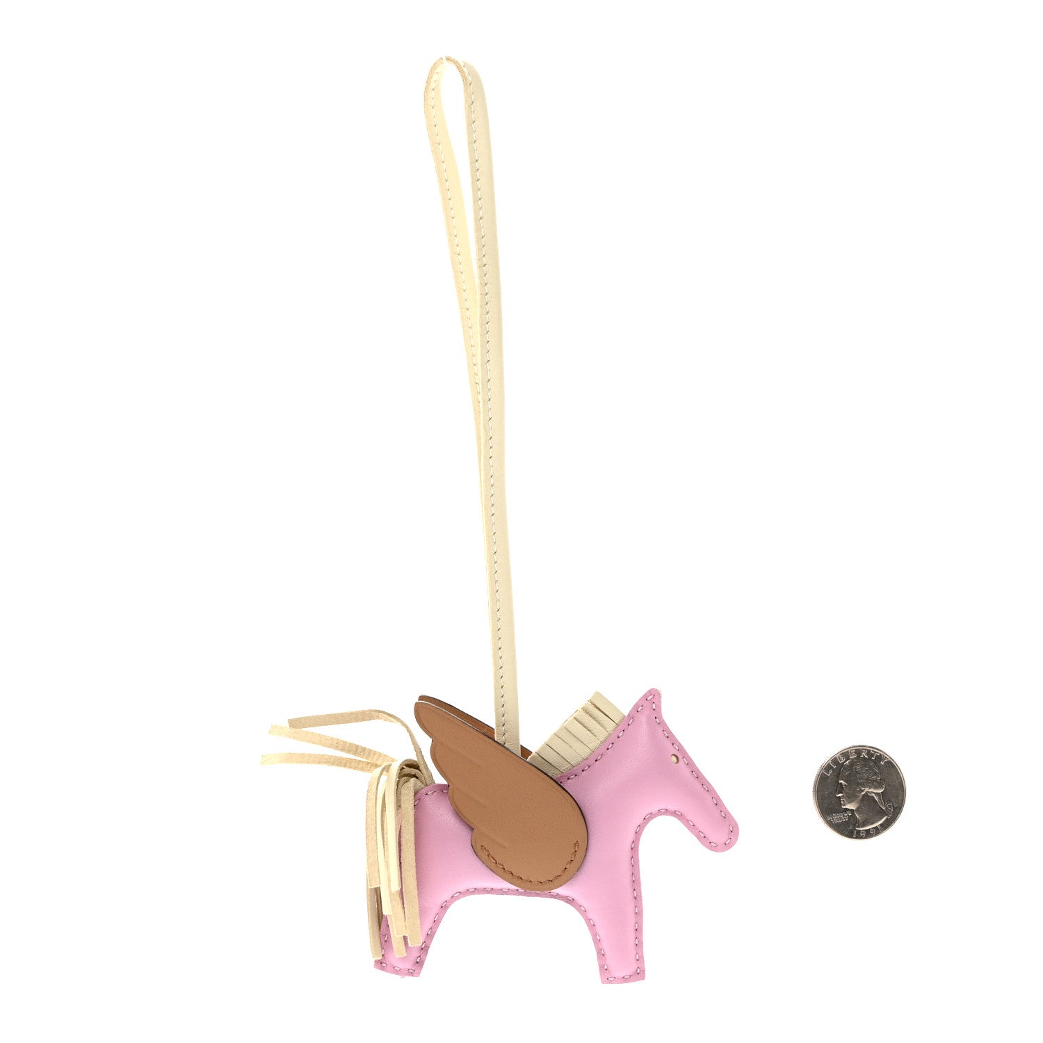 Hermes Milo Lambskin Grigri Rodeo Pegase Horse Bag Charm PM Mauve Sylvestre Craie Chai 2 of 7