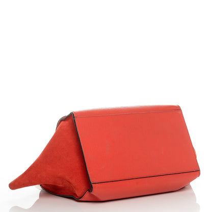 Celine Drummed Calfskin Suede Large Trapeze Vermillion 4 of 11
