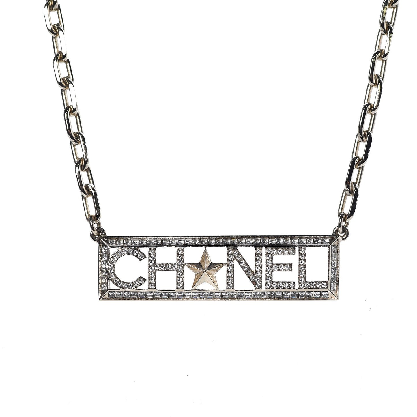 Crystal Chain Short Logo Necklace Gold
