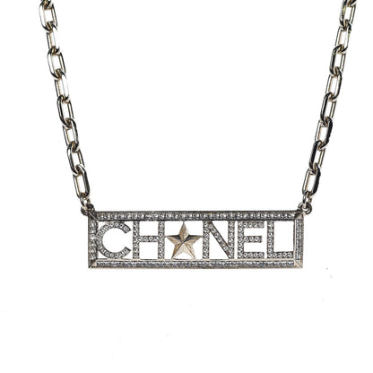 Chanel Crystal Chain Short Logo Necklace Gold 4 of 6