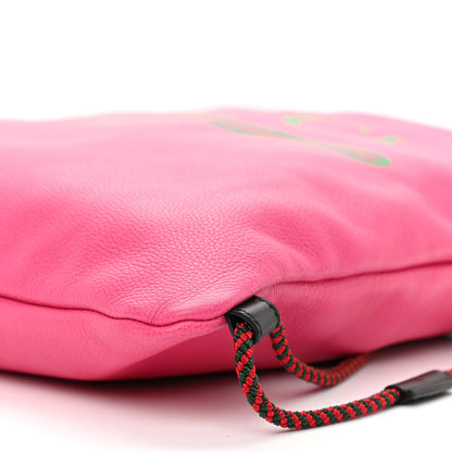 Gucci Grained Calfskin Logo Drawstring Backpack Box Pink Green Black 10 of 10