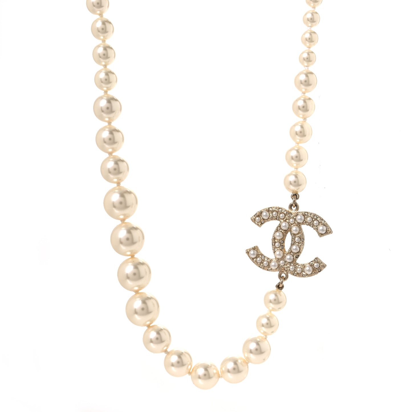 Pearl CC 100th Anniversary Necklace Light Gold