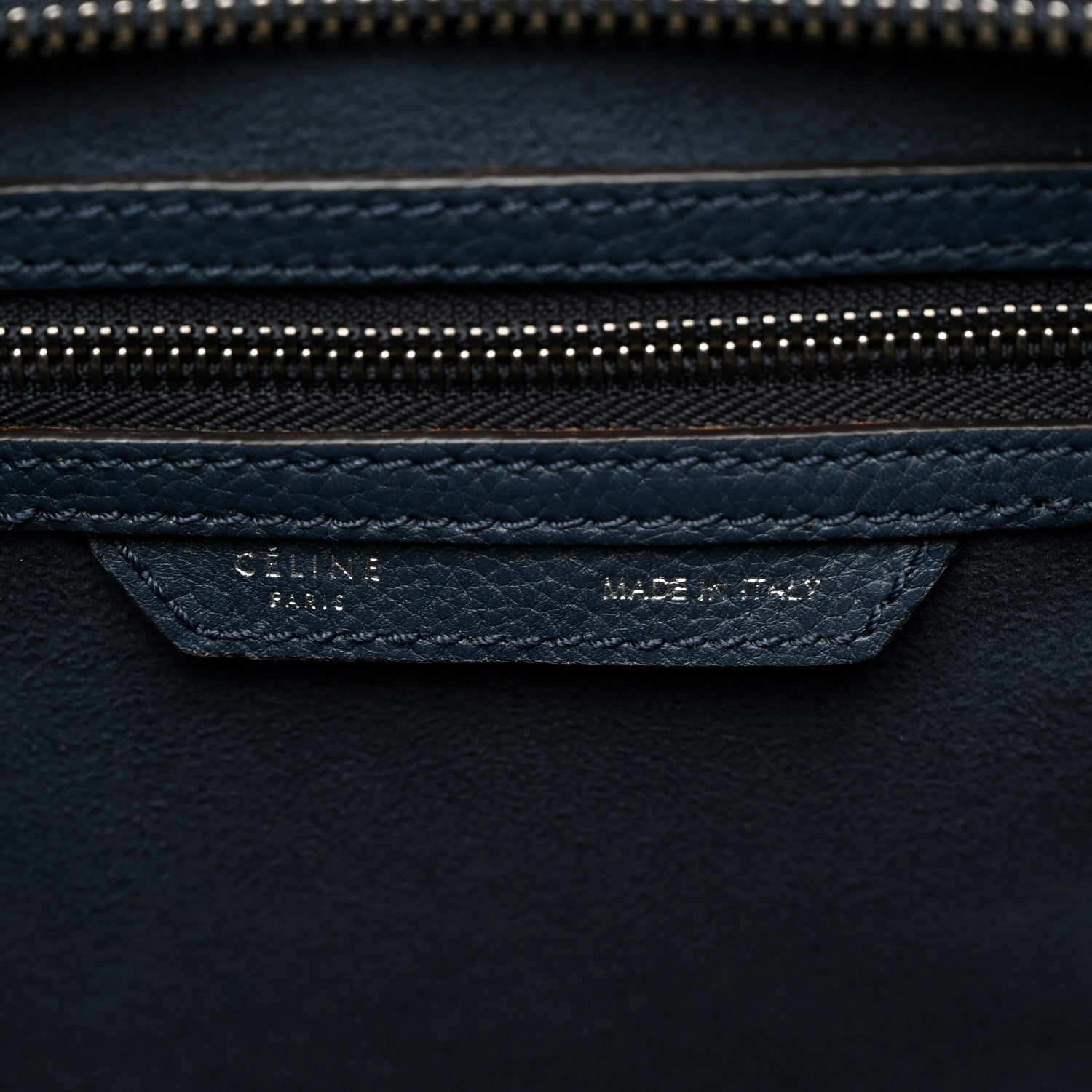 Celine Drummed Calfskin Mini Luggage Blue 6 of 13