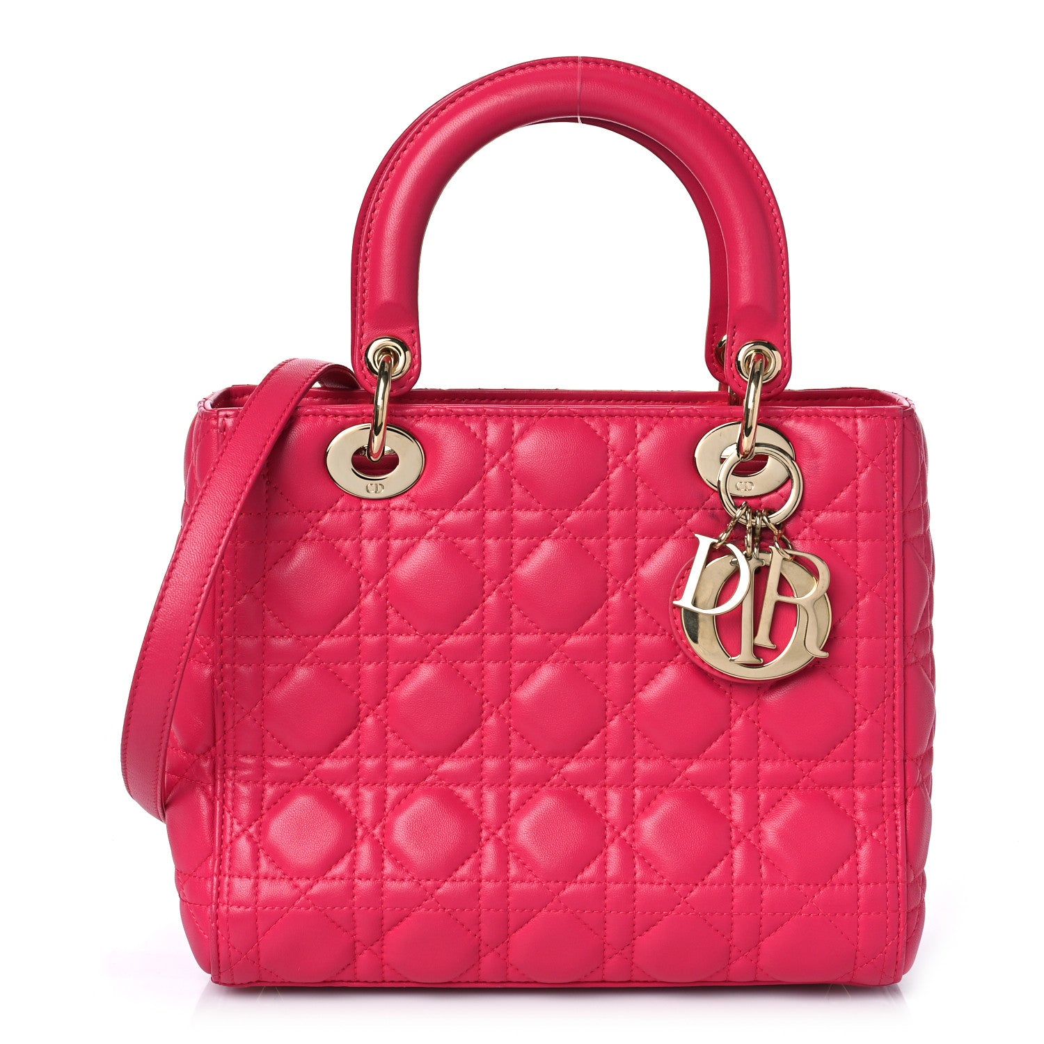 Christian Dior Lambskin Cannage Medium Lady Dior Fuchsia 2 of 10
