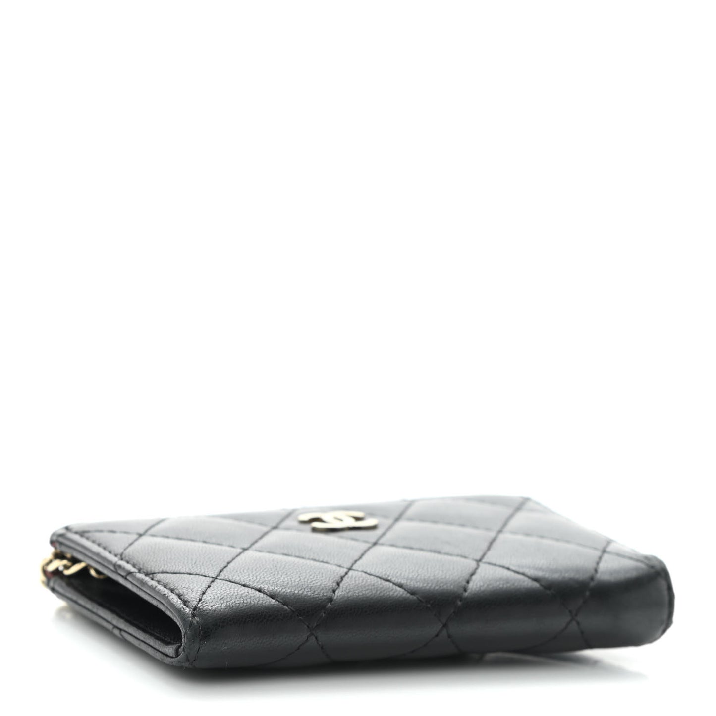 Lambskin Quilted Key Holder Case Black