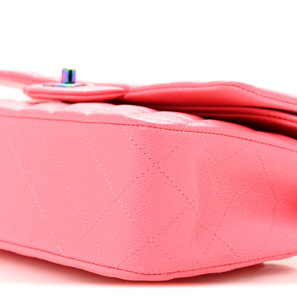 Chanel Caviar Quilted Rainbow Medium Double Flap Coral Pink 10 of 12