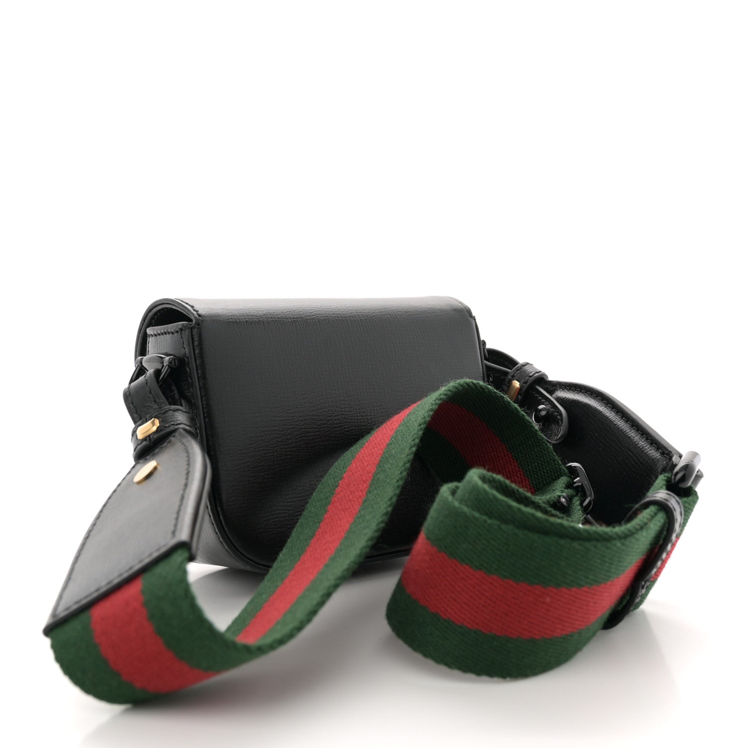 Gucci Azalea Calfskin Web Monochrome Horsebit 1955 Wallet On Strap Black 3 of 11