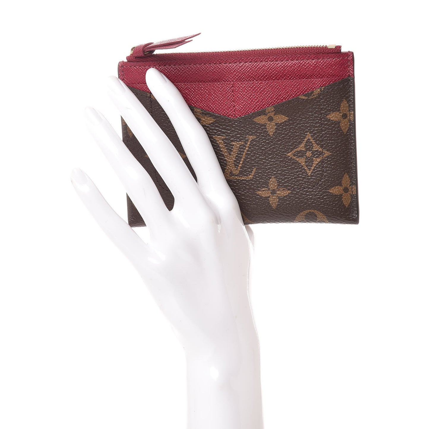 Monogram Zipped Card Holder Fuchsia