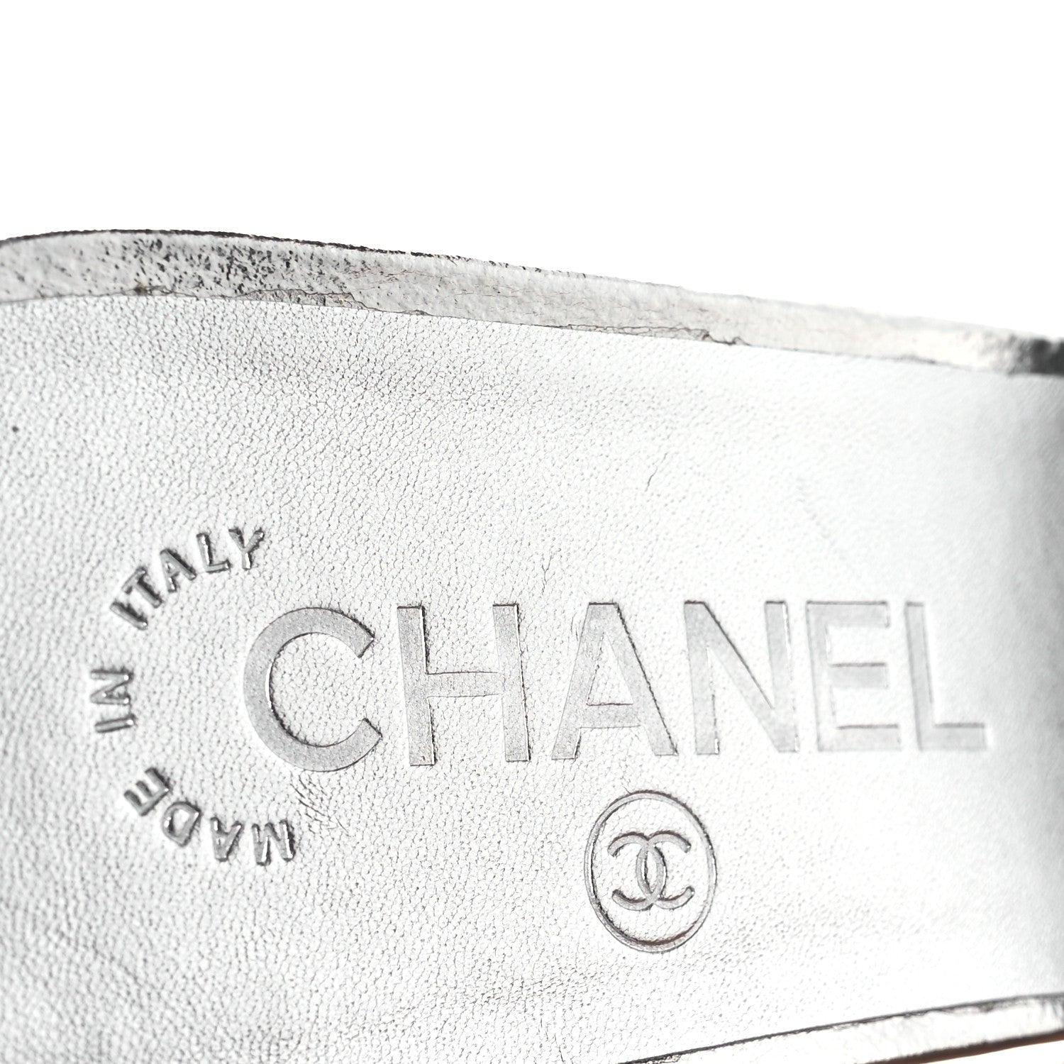 Chanel Metallic Goatskin CC Mules 39.5 Silver 9 of 12