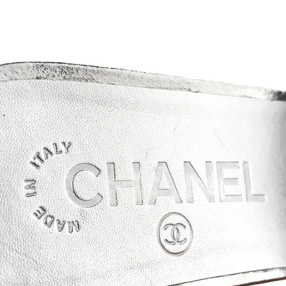 Chanel Metallic Goatskin CC Mules 39.5 Silver 9 of 12