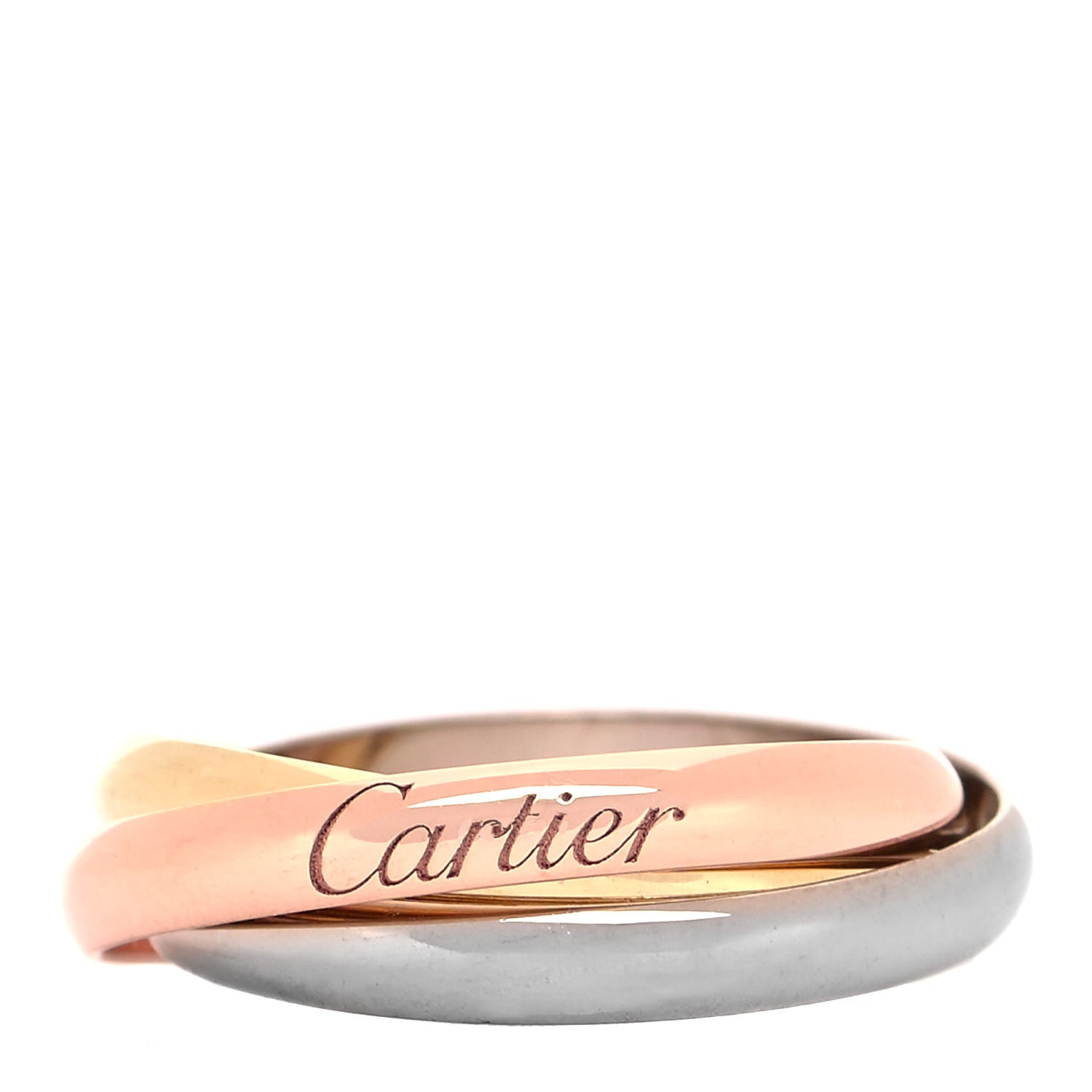 Cartier 18K Pink Yellow White Gold Small Trinity Ring 54 7 1 of 3