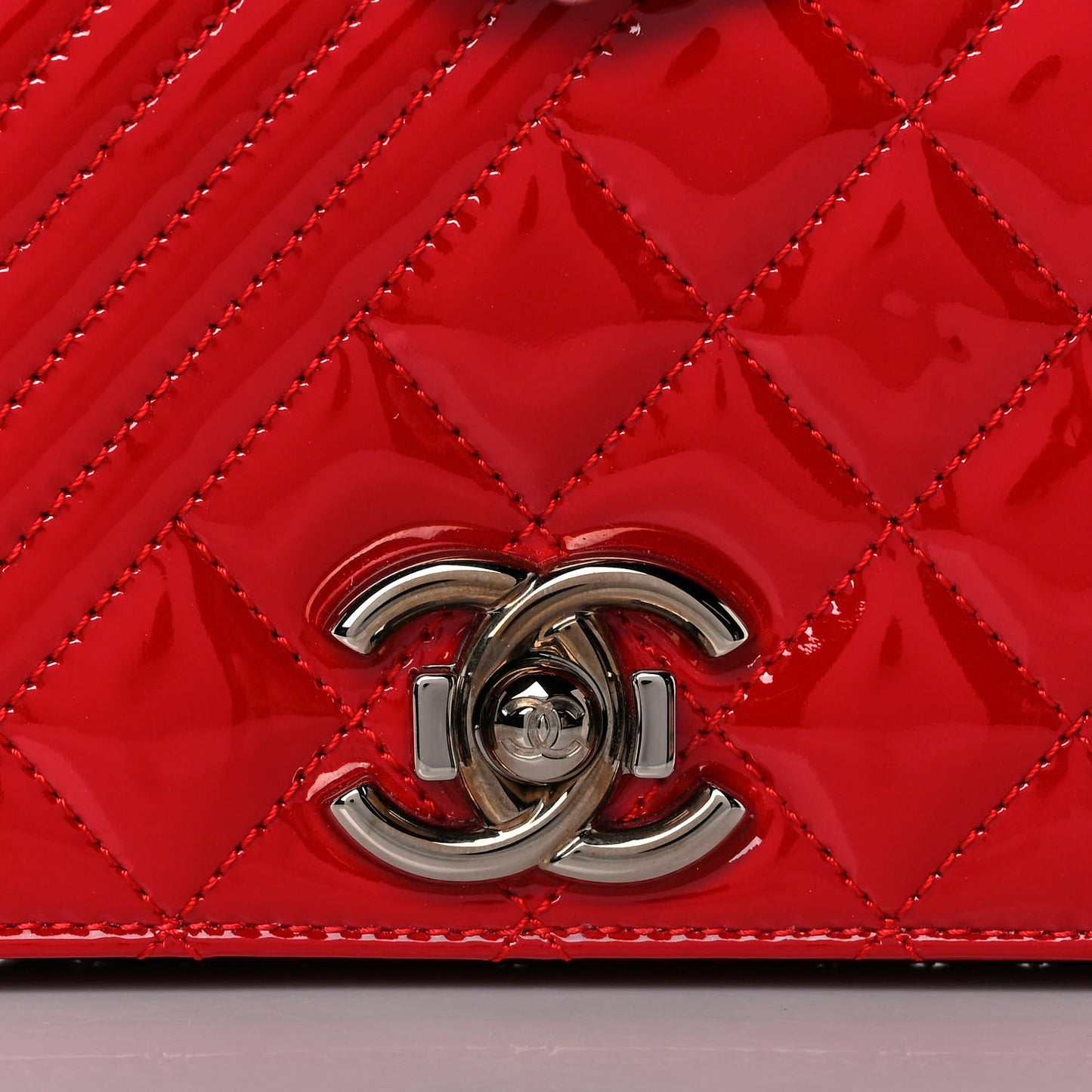 Patent Quilted Small Coco Boy Flap Red