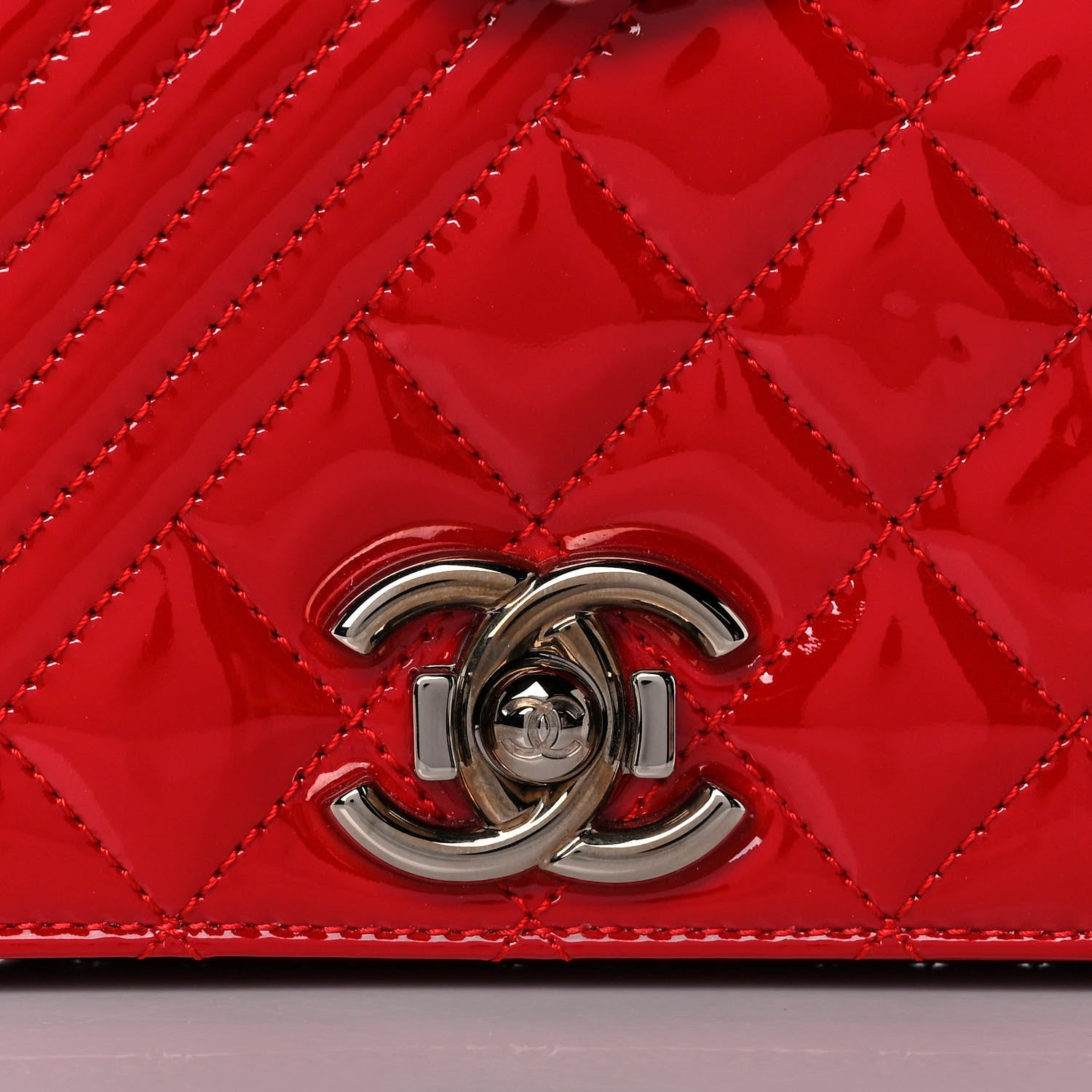 Chanel Patent Quilted Small Coco Boy Flap Red 8 of 11