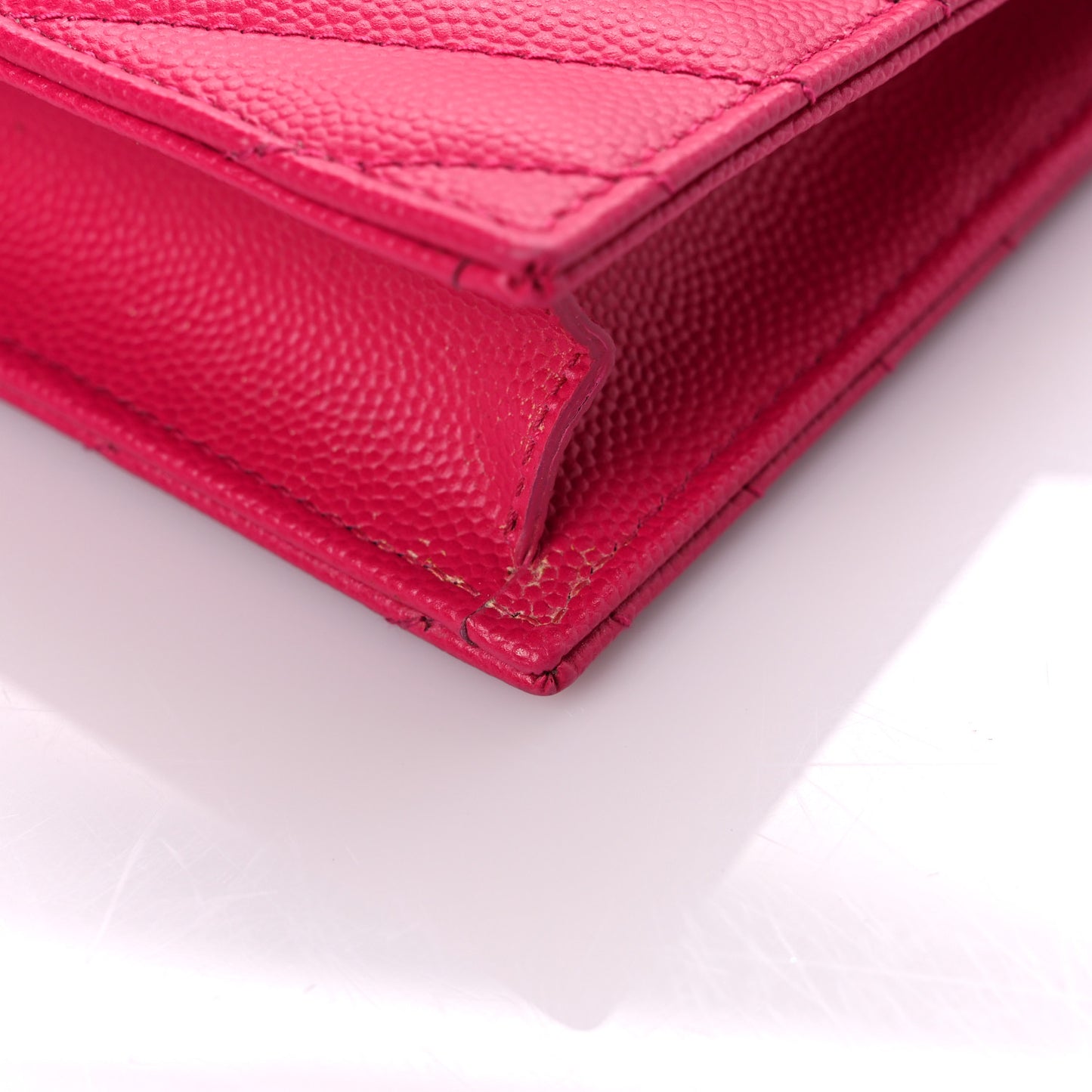Grain De Poudre Matelasse Chevron Monogram Envelope Chain Wallet Fresh Fuchsia