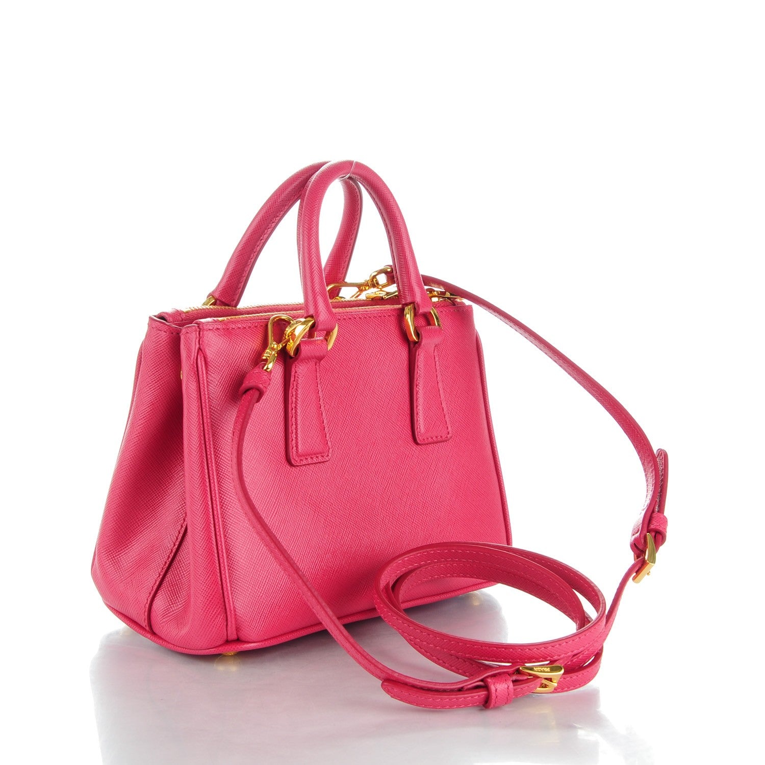 Prada Saffiano Mini Galleria Double Zip Tote Peonia 151458