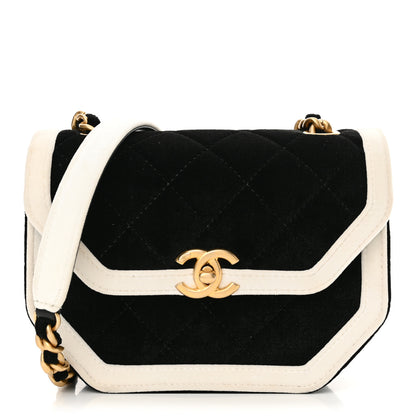 Chanel Velvet Quilted Mini Place Vendome Flap Black White 1 of 12