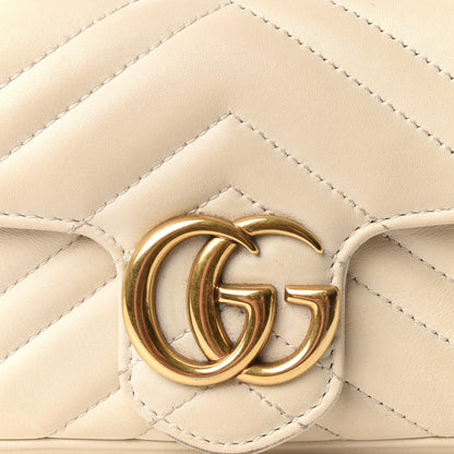 Gucci Calfskin Matelasse Super Mini GG Marmont Shoulder Bag White 10 of 14